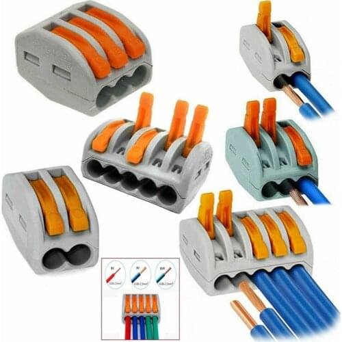 10X 20X Terminal Blocks PCT212-PCT218 SPL-2-3 0.08-2.5mm Universal Compact Electric Wire Cable Connectors Conductor Splitter