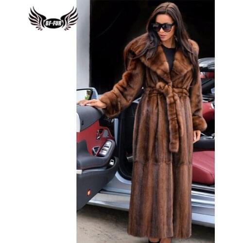 120CM Long Real Mink Fur Coats With Hood Winter Warm Natural Mink Fur Coats Genuine Full Pelt Fur Coat Woman Outwear Plus Size