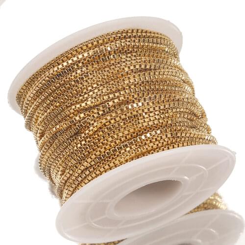 2 Meters Width 1.5mm Stainless Steel Gold Square Box Chain for Women Necklace Making DIY Handmade Jewelry Findings Wholesale