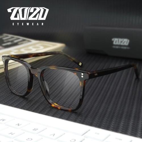 20/20 High Quailty Acetate Optical Glasses Frame Men Full Retro Vintage Square Prescription Eyeglasses Myopia Eyewear AS8221