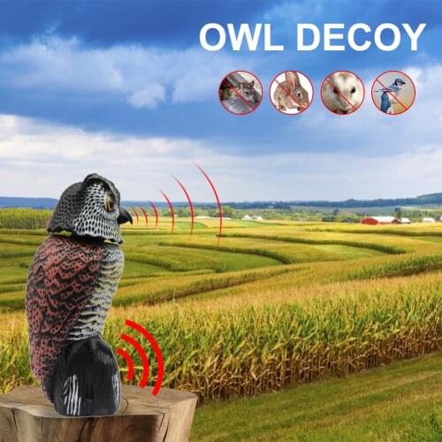360 Degrees Bird Scarer Rotating Head Sound Owl Bird Scarecrow Fake Awl Statue Garden Decor Protection Repellent Pest Repellent