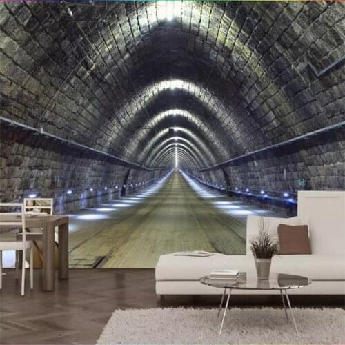 3D extended space space-time tunnel bar background professional production murals, wallpaper wholesale, custom poster photo wall