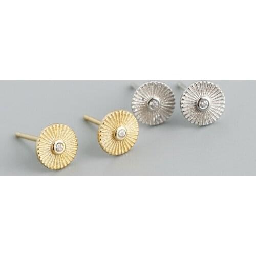 925 Sterling Silver Small Stud Earrings Sun European And American Fashion Lnlaid Zircon Fine Simple Earrings 2021 Trend Jewelry