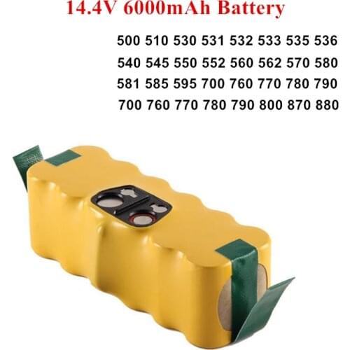 Upgrade Power 6000mAh 14.4v Replacement Battery Extended-for iRobot Roomba 500 600 700 800 Series Vacuum Cleaner 785 530 560 650
