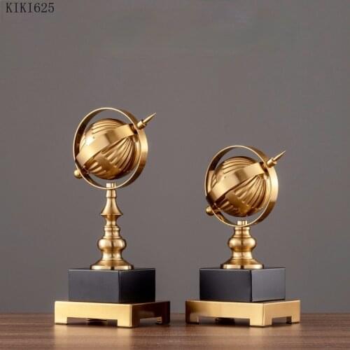 American Rotating Metal Globe Crafts Office Living Room Decoration Irregular Round Golden Globe Gift TV Cabinet Home Decoration