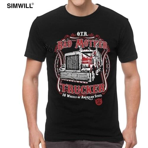 Bad Mother Trucker T-shirts Mens Vintage Short Sleeve Pure Cotton Tee O-neck Truck T Shirt Fashion Retro Slim Fit Tshirt