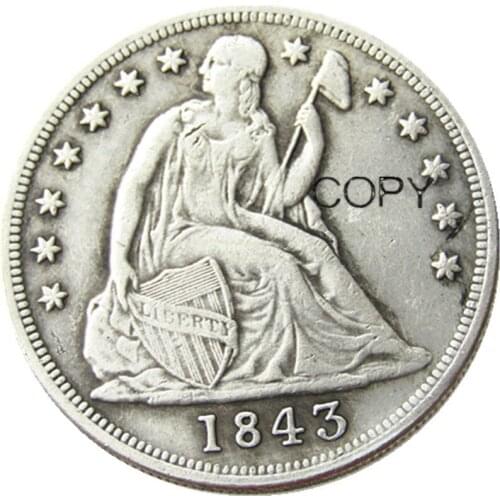 Date 1843 Liberty Seated Dollar Silver Plated Copy Coin