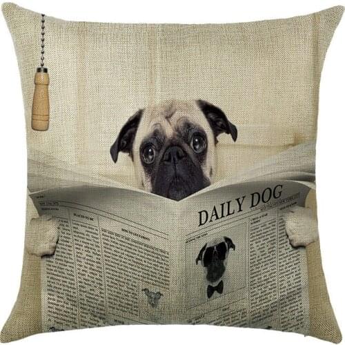 Pug Dogs Pillowcase Decorative Pillowcases Linen Throw Pillow Case Cartoon Dogs Pillowcase kussensloop