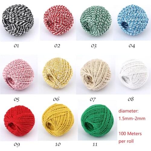 10 Rolls 1.5mm-2m Double Color Cotton Rope DIY Handmade Crafts Weave Cords Accessories Mason Jar Decors Gifts Wrapping Tag Cord