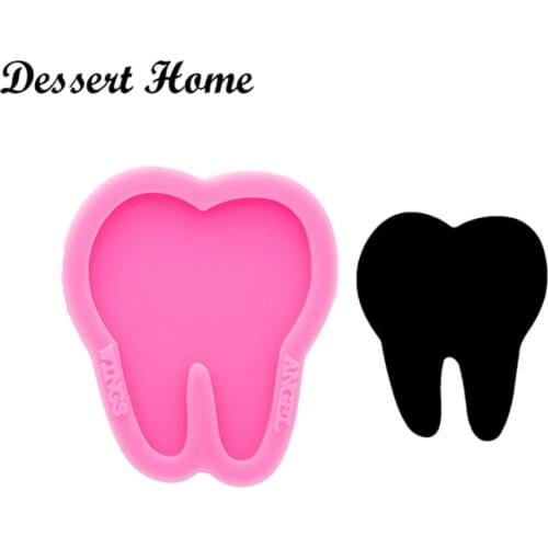 DY0361 Shiny 1.7inch Tooth Badge Reel Mold Resin Craft, Silicone Mould for Epoxy Resin, DIY Resin jewellery making