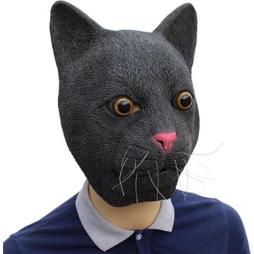 Halloween Carnival Party Animal headgear Black Cat Mask Latex Cosplay Costume Props High Quality