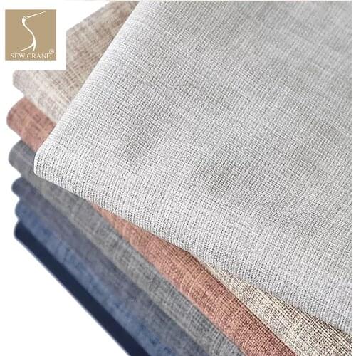 Home Interiors Faux Linen Design Semi PU Leather Upholstery Fabric TableCloth DIY Craft Fabric,138cm Wide