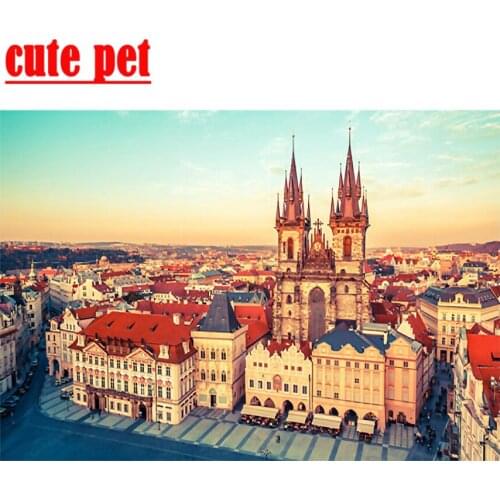 Building DIY diamond cross stitch Prague Castle Mosaic home decorative art painting square drill round diamond