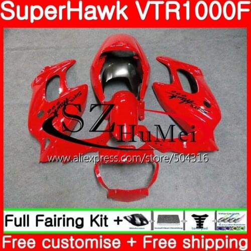 Kit For HONDA SuperHawk VTR1000F 97 02 03 04 05 108SH16 VTR1000 F VTR 1000F 1000 F 1997 2002 2003 2004 2005 Glossy red Fairing