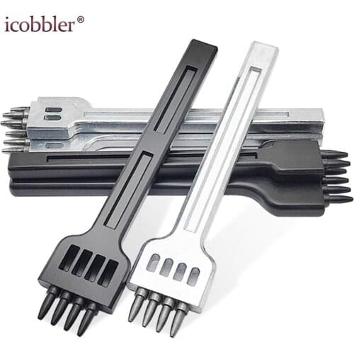 Leather Punches Set DIY Stitching Chisel Set Craft Kit 4mm Hole Spacing 1mm Diameter Die Leather Cutting Stitch for Belt Punch