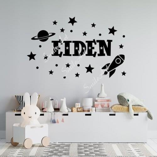 Colorful Rocket spaceship Wall Stickers Self Adhesive Art Wallpaper For Kids Rooms Decoration Waterproof Wall Art Decal