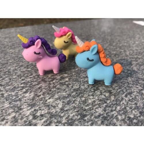Cute Erasers 6 pieces School Suppplies Kawai For Children The New Small Unicorn Detachable unicorn 3 styling erasers 6 pieces