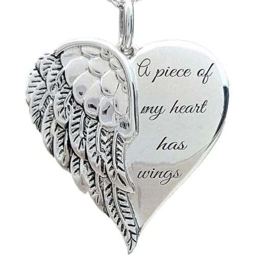 HOT SALES！！！New Arrival Fashion Women Angel A Piece Of My Heart Has Wing Letter Pendant Necklace Gift Wholesale Dropshipping
