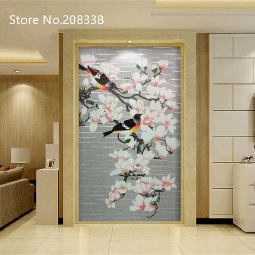 Magpie branches called Hand Made Glass Mosaic Tile Art Wall Mural Decor