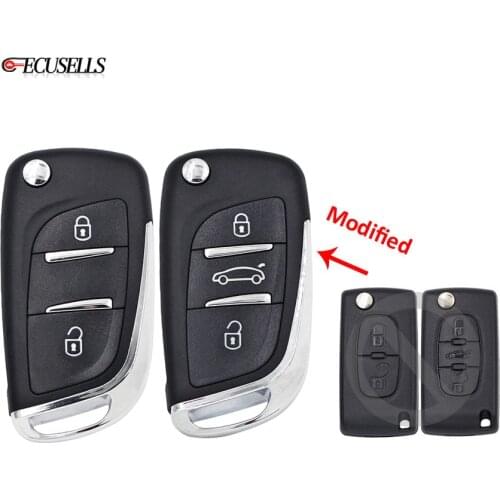 2/3B Modified Flip Remote Car Key Shell Case with Battery Holder VA2 / HU83 Blade For Peugeot 107 206 207 307 308 407 308 607