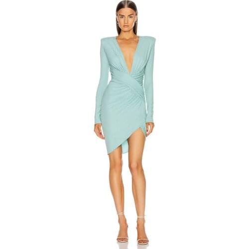 Summer New Fashion 2020 Sexy Bodycon Dress Long Sleeve Mini Party Club Dress