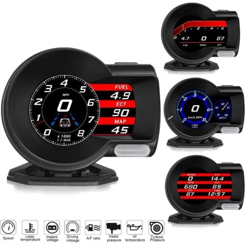 Profession OBD Head Up Car Display Digital Boost Gauge Voltage Speed Meter Headup Display Auto Diagnostic Tool LCD Instrument