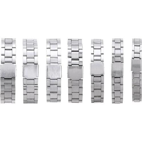 Stainless Steel Watch Band Straight End Folding Clasp Replacement Watchband For Men Women 12 14 16 18 20 22 24mm Metal Strap