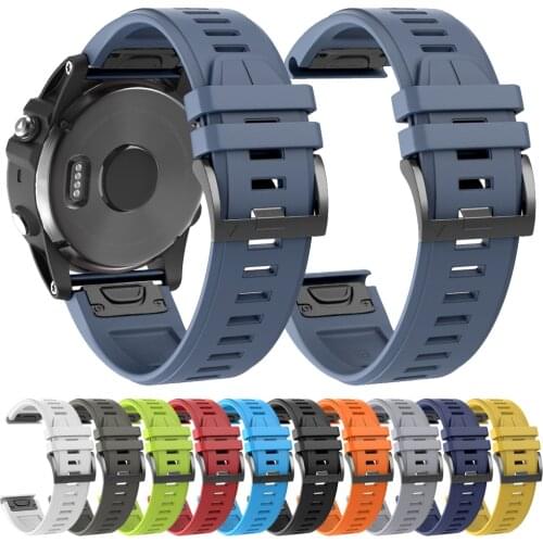 QuickFit 22mm 26mm Silicone Replacement Strap For Garmin Fenix 6 6X Pro/5 5X Plus/3 HR/Descent Mk2i Mk2/Enduro/945 Watch Band