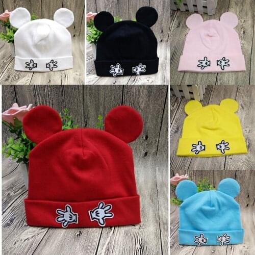 Disney Mickey 2020 Boys and Girls Hats Newborn Baby Cotton Skull Love Mom Print Hat Knitted Beanie Hat BH022