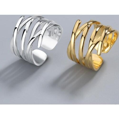 Shuangshuo Retro Elegant Cross X Shape Geometric Rings Fashion Jewelry for Women Party Gift Female Opening Finger Ring