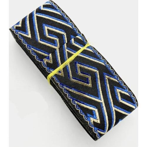 High Quality 2 "5cm 8yard / lot Woven Jacquard Ribbon Black background with stripes And Belt Lace Clothing accessories