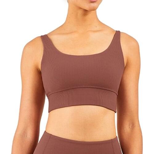 GYMQUASAR Solid Push Up Gym Fitness Bras Crop Tops Women Plain Soft Breathable Shockproof High Waist Yoga Workout Sports Bra