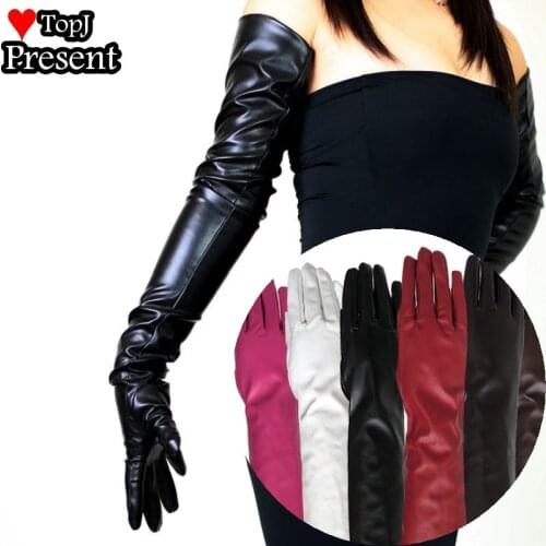 Super Long Sexy PU Leather Over Elbow Long Glove Punk Rock Hip Hop Jazz Disco Dance Gloves Gothic Lolita Cosplay Accessory