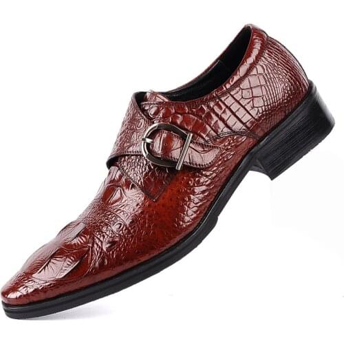 2019 Men Formal Business Shoes Luxury Mens Crocodile Dress Shoes Male Casual Genuine Leather Wedding Party Loafers Big size 48