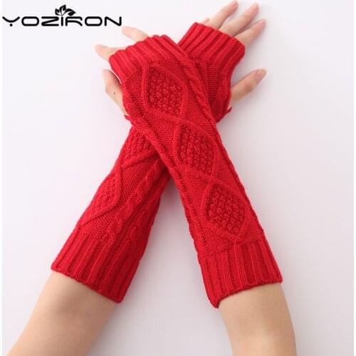 YOZIRON Fashion Women Snake Shape Winter Long Knit Arm Warmers Sleeves Gloves For Woman Girls Fingerless Gloves Arm Warmer