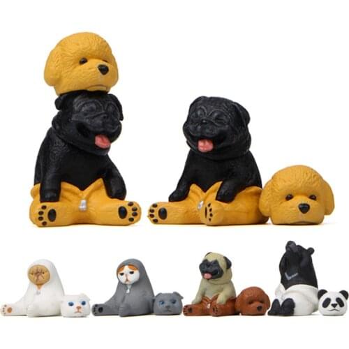 1pc Animal Cosplay Models Toys Dress Up Little Bear Sharpei Dog Cat Panda Figurines Dolls PVC Action Figures Toy Collection Gift