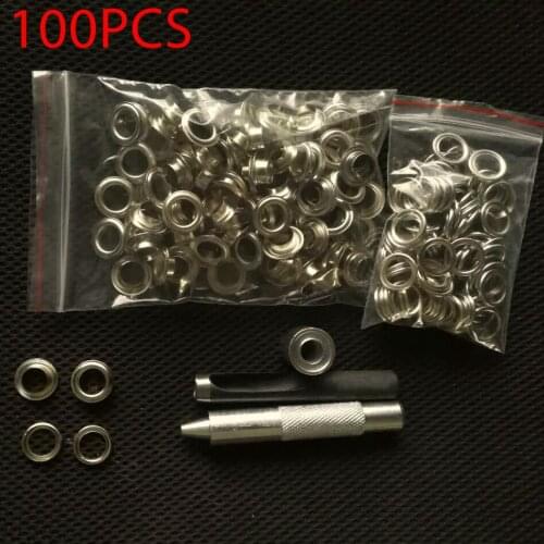 100pcs/lot Metal Silver Golden Banner Grommet Eyelets DIY Advertisement Grommet Eyelet + 1set Fixing Tool