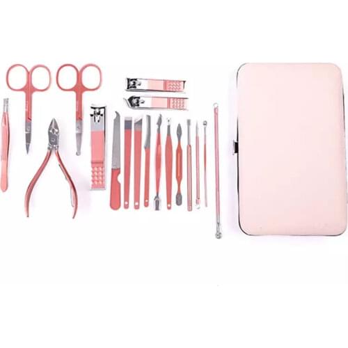 18pcs Nail Clipper Pedicure Manicure Set Stainless Steel Skin Cuticle Remover Scissor Pusher Tweezer Nail File Nail Cutter Set