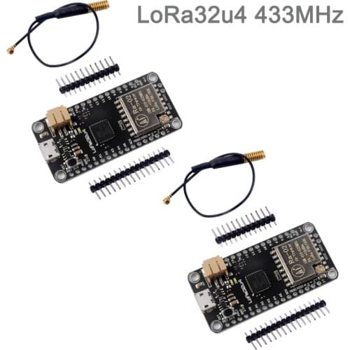 2Sets LoRa32u4 RA02 RA-02 433MHz Lora Module Development Board IOT with Antenna, Long Range 1KM LiPo Atmega328 SX1278 DIY0031