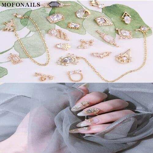 2pc/lot Metal Nail Crystal Alloy Rivet Zircon Gold Luxury Jewelry Alloy Stud Rhinestone DIY Nail Tip Alloy Chain Accessory Decor