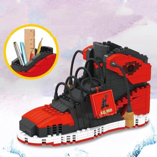 474pcs sports shoes building block pen holder sports basketball shoes small particles bricks Pencil-box toys for Children