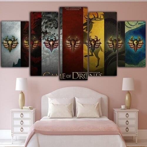 5 Pieces Game Thrones Canvas Painting Cuadros Decoraci N Dormitorio Tableau Mural Posters And Prints Home Decor Drop Shipping