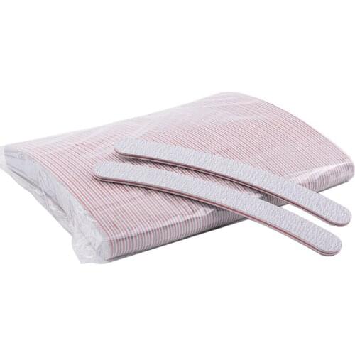 50pcs/lot Grey Curved Nail Files Buffer Sandpaper 100/180 Sanding Polish Blocks Nail File Cuticle Remover Nail Art Care Tools