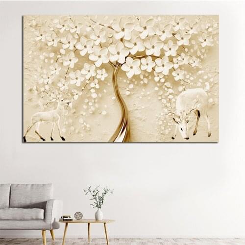 Abstract Flower Poster Canvas Art Wall Painting Modern Home Decoration HD Print Fortune Tree Picture For Living Room Decor
