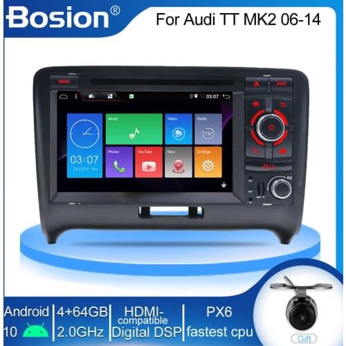 Bosion PX6 4G+64G Android 10.0 2 DIN Car DVD GPS For Audi TT MK2 8J 2006-2012 multimedia player radio Gps navigation TDA 7851 BT