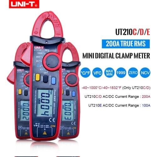 Mini Digital Clamp Meters AC/DC Current Voltage UNI-T UT210 Series True RMS Auto Range VFC Capacitance Non Contact Multimeter