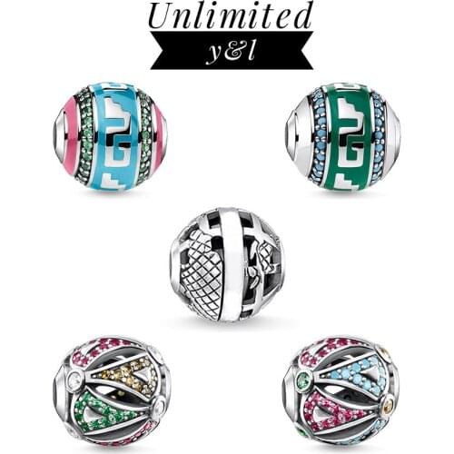 Earth Beads Czech Colorful Cubic Zirconia 925 Sterling Silver Fashion Jewelry Accessories Fit Karma Bracelets Necklaces Chain