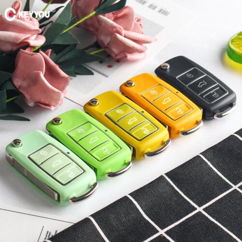 KEYYOU Car Key Shell 3 Button Flip Remote Car Key Cover Case For Volkswagen VW Jetta Golf 7 Passat b5 b6 Beetle Polo Bora t5