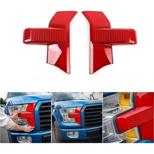 For Ford F150 2015+ Car Front Bumper Headlight Grille Cover Trim Accessories Red