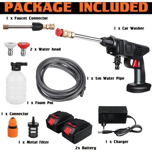 600W 24V Cordless Portable High Pressure Wash Gun Car Electric Washer Machine Water Battery Power Washer Auto Spray Garden Tool